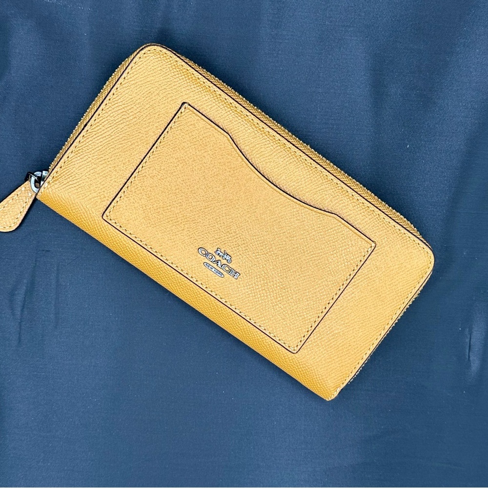 Coach Mustard/Gold Pebbled Leather Wallet